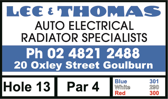 Hole 13 Sponsored by Lee & Thomas Auto Electcrical and Radiator Specialists